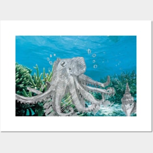 Octopus on the Seabed Posters and Art